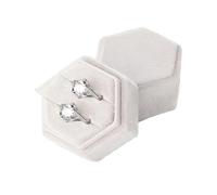 Porta Alianzas Caja de franela hexagonal for anillos, con lunares coloridos, for exhibir joyas, ideal for bodas, confesiones y presentaciones