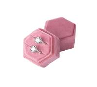 Porta Alianzas Caja de franela hexagonal for anillos, con lunares coloridos, for exhibir joyas, ideal for bodas, confesiones y presentaciones