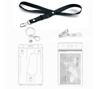 Porta Badge titulares con cordón, llaveros, clips, Ideal para Tarjetas de Proximidad, Tarjetas de Crédito y Documentos de Identificación,Tarjeta tráfico (1 Set Vertical)