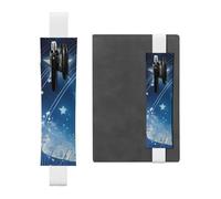 Porta bolígrafos de cuero blanco, marcapáginas con imagen de cielo estrellado azul, banda elástica ajustable de 8,3 a 1,8 pulgadas para cuadernos, diarios, manuales y planificadores.
