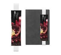 Porta bolígrafos de cuero blanco, marcapáginas con imagen de granada roja, banda elástica ajustable de 8,3 a 1,8 pulgadas para cuadernos, diarios, manuales y planificadores.