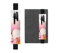 Porta bolígrafos de cuero negro, marcapáginas con fragmentos de color, papel, imagen, banda elástica ajustable de 8,3 a 1,8 pulgadas para cuadernos, diarios, manuales y planificadores.