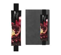 Porta bolígrafos de cuero negro, marcapáginas con imagen de granada roja, banda elástica ajustable de 8,3 a 1,8 pulgadas para cuadernos, diarios, manuales y planificadores.