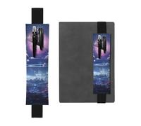 Porta bolígrafos de cuero negro, marcapáginas con imagen de planetas del espacio exterior, banda elástica ajustable de 8,3 a 1,8 pulgadas para cuadernos, diarios, manuales y planificadores.