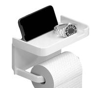 Porta Carta Igienica Da Muro con Scaffale Porta Cellulare - Supporto Rotolo Carta Igienica con Ripiano per Smartphone | Organizzatore Bagno In Metallo per Asciugamani Di Cartas E Oggetti
