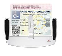 Porta Carta Parabrezza Disabili PMR VTC Taxi | Supporto Carta HANDICAPE | PMR | VTC | Permesso Taxi - Ambulanza | Biglietto di parcheggio | Supporto adesivo | Carta Professionale, Trasparente (1)