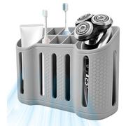 Porta Cepillos de Dientes Baño Silicona con 8 Ranuras de Almacenamiento, Ventosa en la Parte Posterior, Orificios de Drenaje, para Cepillos de Dientes, Pasta de Dientes, Peines