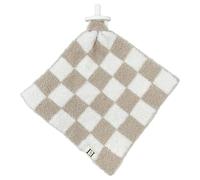 Porta chupetes Lovey a cuadros para bebé, 25,4 x 25,4 cm, manta de seguridad reversible, de punto suave, cómoda, regalo esencial para recién nacidos, niños y niñas (marrón/blanco)