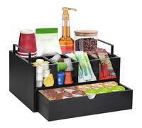 Porta Cialde Caffe in Legno nizer Porta Cule Caffè Cassetto Estraibile porta Bicchierini Zucchero e Palette Contenitore Cule Multiuso per Cucina e Ufficio 34x24.5x20Cm Negro