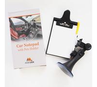 Porta clipboard para coche con soporte para bolígrafo y soporte para bloc de notas, fijación universal con ventosa y cuello flexible, incluye 1 bloc de notas - de Mobi Lock