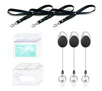 Porta cordón retráctil, cordón con portatarjetas, 12 piezas incluye - clip carrete, cordón, Diáfano Badge titulares y Badge titulares a Prueba agua,para Tarjeta tráfico, Tarjeta crédito (3 Set)