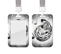 Porta credencial de identificación, impermeable, con temática musical, con claves de sol, funda de plástico para tarjetas con cordón desprendible, funda protectora vertical para tarjetas, para enferme