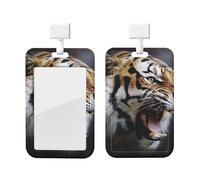 Porta credencial de identificación, impermeable, porta credencial con nombre "A Tiger is Roaring", funda de plástico para tarjeta con cordón desprendible, funda protectora vertical para tarjetas, para