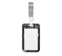 Porta credencial deslizante con cordón, estuche rígido vertical de plástico para tarjetas, protector vintage para radio, boomboxdencial con clip, porta cre