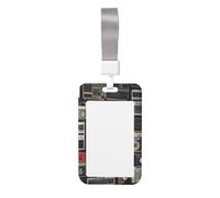 Porta credencial deslizante con cordón, estuche rígido vertical de plástico para tarjetas, protector vintage para radio, boombox, funda para credencial de trabajo, porta credencial con clip, porta cre