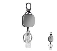 Porta credencial retráctil, clip de carrete de metal, extensor de llavero con función, porta llaves con mosquetón seguro, carrete de credencial resistente con diseño resistente, accesorio d
