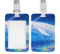 Porta credencial retráctil con diseño de ballena jorobada albina, porta credencial vertical con cordón desprendible, estuche para tarjetas de identificación para personal de seguridad, mujeres y hombr