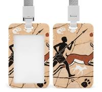 Porta credencial retráctil para identificación de tribu étnica, porta credencial vertical con cordón desprendible, estuche para tarjetas de identificación para personal de seguridad, mujeres y hombres