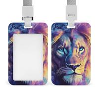 Porta credencial vertical, diseño de animales salvajes, tigres, llamas y fuego, retráctil y versátil, para adultos, duradero, para uso diario, para mujeres y hombres.