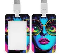 Porta credencial vertical, diseño de animales salvajes, tigres, llamas y fuego, retráctil y versátil, para adultos, duradero, para uso diario, para mujeres y hombres.