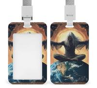 Porta credencial vertical, diseño de animales salvajes, tigres, llamas y fuego, retráctil y versátil, para adultos, duradero, para uso diario, para mujeres y hombres.