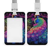 Porta credencial vertical, diseño de animales salvajes, tigres, llamas y fuego, retráctil y versátil, para adultos, duradero, para uso diario, para mujeres y hombres.