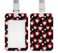 Porta credencial vertical para hombre, cordón de plástico suave y versátil con diseño de unicornios, nubes arcoíris, rosas y azules, ideal para médicos y enfermeras.