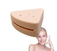 Porta de polvo triangular, contenedor de viaje para bocado triangular | Contenedor de maquillaje de silicona diseño de queso | Estuche cosmético portátil, caja a prueba de polvo pe