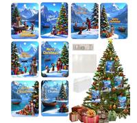 Porta dinero de Navidad, tarjetas de dinero de Navidad - Porta efectivo azul con bendiciones - Decoración de la habitación de vacaciones, dispensador de efectivo colorido hecho a mano para árbol