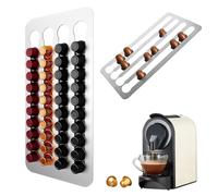 Porta Dispensador Guarda Capsulas para Nespresso,40,5x22cm Inoxidable Soporte Capsulas para Nespresso Vertuo,3M Cinta Adhesiva Soporte para Cápsulas de Café, para Almacenamiento de 40 Cápsulas Café