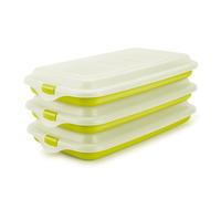 Porta Embutidos y Alimentos Sistema Deli, Conservación Optima de Lonchas en Nevera, Medidas 24.8 x 14.4 x 3.3 cm (3X Verde)