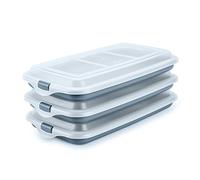 Porta Embutidos y Alimentos Sistema Deli, Conservación Optima de Lonchas en Nevera, Medidas 24.8 x 14.4 x 3.3 cm (3X Azul)