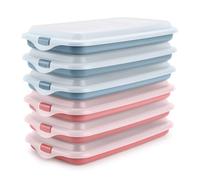 Porta Embutidos y Alimentos Sistema Deli, Conservación Optima de Lonchas en Nevera, Medidas 24.8 x 14.4 x 3.3 cm (6X AzulRojo)