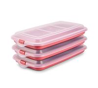 Porta Embutidos y Alimentos Sistema Deli, Conservación Optima de Lonchas en Nevera, Medidas 24.8 x 14.4 x 3.3 cm (3X Rojo)