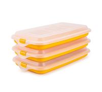 Porta Embutidos y Alimentos Sistema Deli, Conservación Optima de Lonchas en Nevera, Medidas 24.8 x 14.4 x 3.3 cm (3X Amarillo)