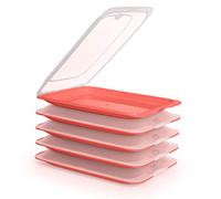 Porta Embutidos y Alimentos Sistema Fresh, Conservación Optima de Lonchas en Nevera (5X Coral)