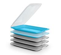 Porta Embutidos y Alimentos Sistema Fresh, Conservación Optima de Lonchas en Nevera (5X Neg-Azu)