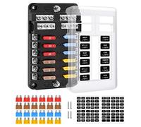 Porta Fusibles Plano ATC/ATO, Caja Fusibles Coche ENDARK, Cuadro Fusibles Coche de 12 vías con Indicador LED de Bus Negativo para coche, barco, furgoneta, SUV