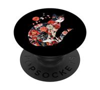 Porta Gatos Patrón Floral japonés Gato Origami Kawaii PopSockets PopGrip Adhesivo