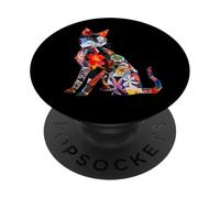 Porta Gatos Patrón Floral japonés Gato Origami Kawaii PopSockets PopGrip Adhesivo