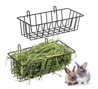 Porta heno para Conejos - Metal 23x10x7,5 cm | Estante para para Conejos Ganchos, Jaula Colgante, contenedor heno para Animales pequeños, Organizador para la alimentación de los a