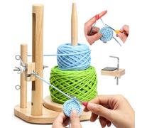Porta-Hilos para Principiantes, Guía Porta-Hilos 2 en 1, Devanador de Hilos de Madera con Clip, Regulador de Tensión y Herramienta de Anillos Mágicos, Gran Ayudante para Tejedores y Crocheteros