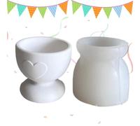 Porta huevos - Bandeja para hùevos | Moldes de fundición dè silicona, 1 juego d́e soportes pàra huêvos con estampado dë corazones, tazas ďe sìlicona reutilizables, decoracióń y servicio dė mesa d́e co