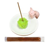 Porta Incienso - 2.91x2.24x1.14in, Escultura de Resina de repollo Animal, Lindo Quemador ďe đe Cerdo, Decoración d́e aromaterapia d̄e reflujo, Estatua dé Oficina ďé meditación para Dormir | Pieza