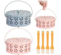 Porta Incienso Antimosquitos,Porta Incienso Espiral, Soporte Bobina Mosquitos,Soporte De Bobina De Mosquitos PortáTil con 4 Cepillo De Limpieza para Mosquitos, SáNdalo, Incienso (Azul, Rosa)