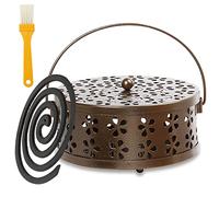 Porta Incienso Antimosquitos,Portable Mosquito Coil Holder,Porta Incienso Espiral,Quemador Incienso Caja, Clásico Diseño Portátil Soporte Incienso Metal para Casa Camping Viajes Hotel