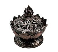 Porta Incienso Decorativo Quemador de Incienso Flor Loto, Soporte Buda Budista, Mini incensario sándalo latón, artesanía Metal, decoración del hogar(Red Bronze)