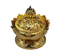 Porta Incienso Decorativo Quemador de Incienso Flor Loto, Soporte Buda Budista, Mini incensario sándalo latón, artesanía Metal, decoración del hogar(Gold)