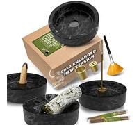 Porta Incienso Palo Santo, Quemador de Incienso Mármol Natural Actualización para Cono de Incienso Palo Santo con Incienso como Regalo (Negro Gris)