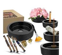 Porta Incienso, Quemador Palo Santo, 6-In-1 Multifuncional Natural Mármol Porta Incienso Varilla para Incienso Cono con Incienso como Regalo Quemadores De Incienso (Negro)